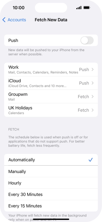 If you turn off the function, press the required setting.