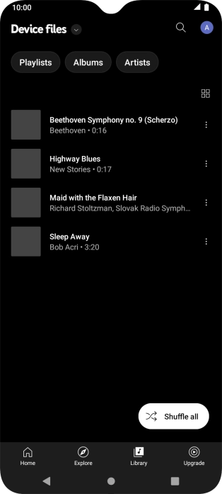 Press the required audio file.