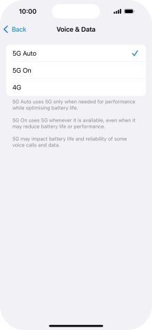 To turn on automatic switch between 5G and 4G, press 5G Auto. To turn on automatic switch between 5G and 4G, press 5G Auto.