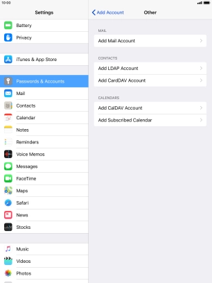 Press Add Mail Account. Press Add Mail Account.