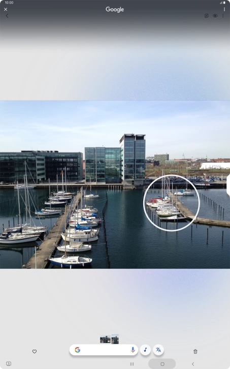 Draw a circle around the required object on the picture and wait for the search results.