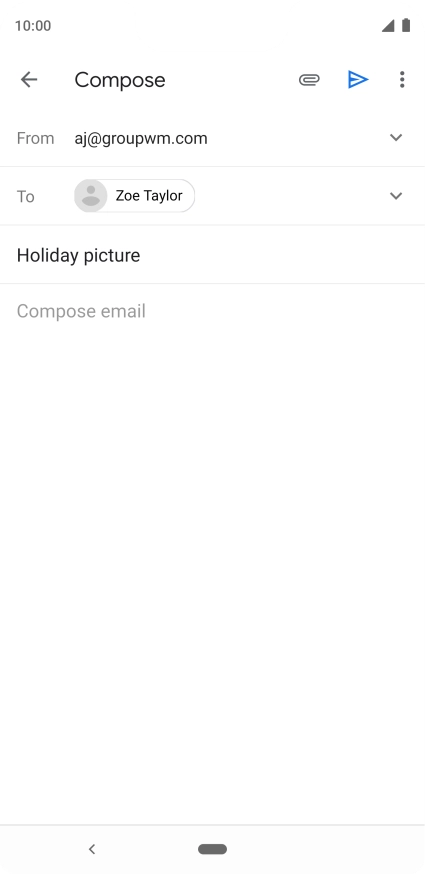 Press the text input field and write the text for your email message.