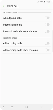 Press the indicator next to the required barring type. Press the indicator next to the required barring type.