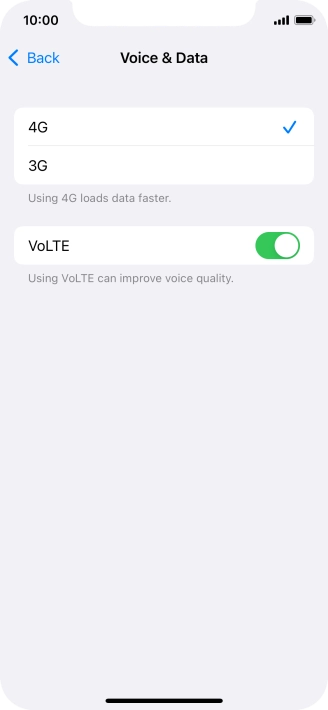 Press the required network mode.