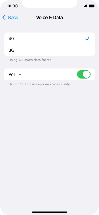 Press the required network mode.