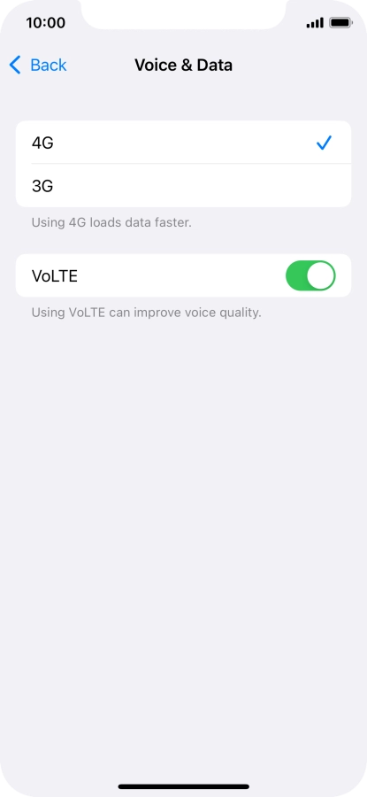 Press the required network mode.
