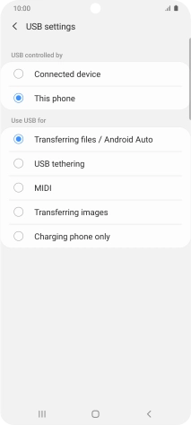 Press Transferring files / Android Auto.