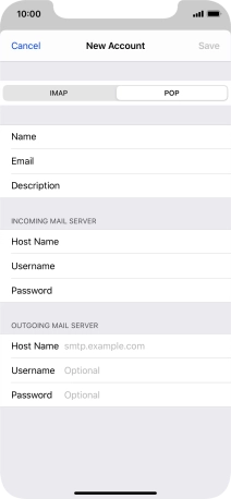 Press Host Name and key in the name of your email provider's outgoing server. Please note that if you can't send email messages when using your email provider's outgoing server, key in smtp.vodafone.net.au (Vodafone's outgoing server).