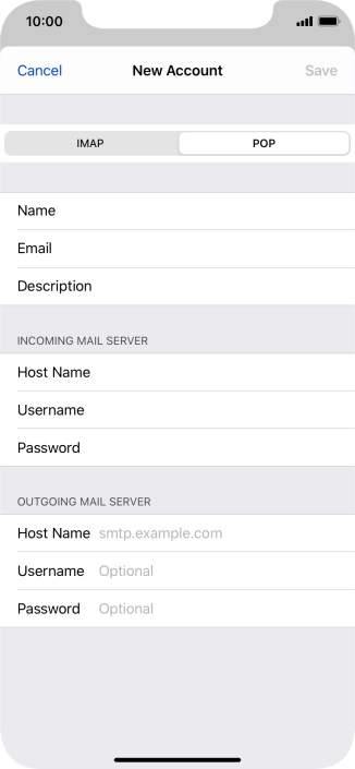 Press Host Name and key in the name of your email provider's outgoing server. Please note that if you can't send email messages when using your email provider's outgoing server, key in smtp.vodafone.net.au (Vodafone's outgoing server).