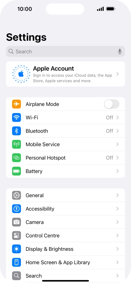Press Apple Account.