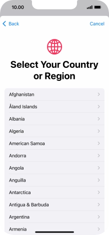 Press the required country.
