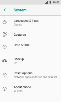 Press Reset options.