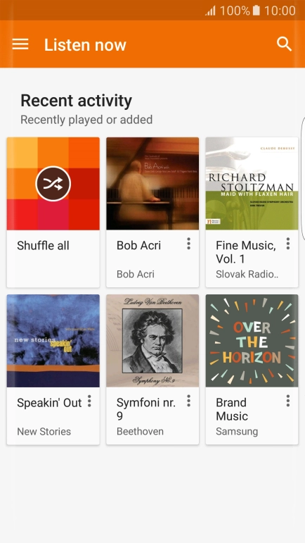 Slide your finger right starting from the left side of the screen.