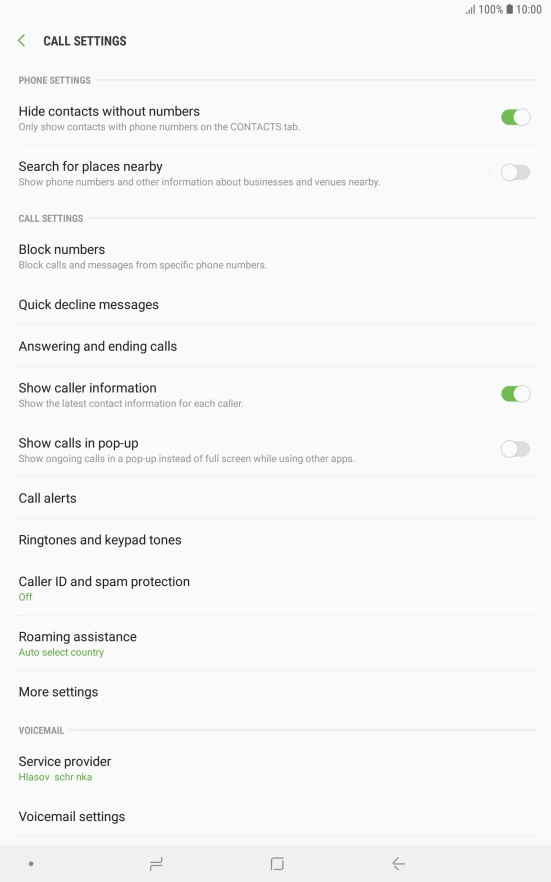 Press Voicemail settings.