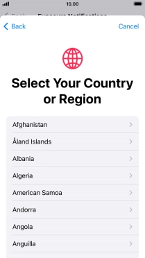 Press the required country.
