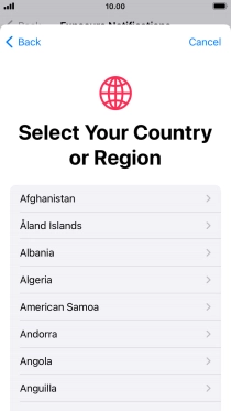 Press the required country.