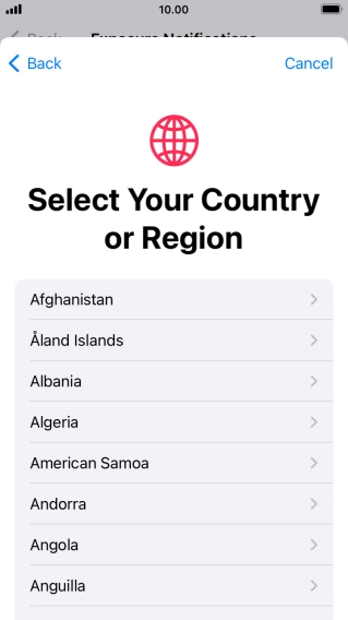 Press the required country.