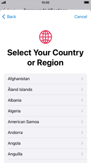 Press the required country.