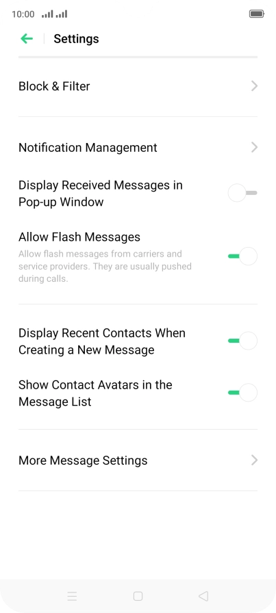 Press More Message Settings.