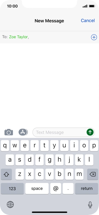 Press the text input field and write the text for your text message.