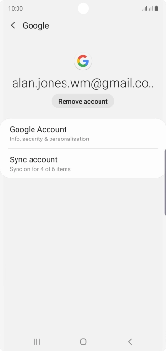 Press Sync account.