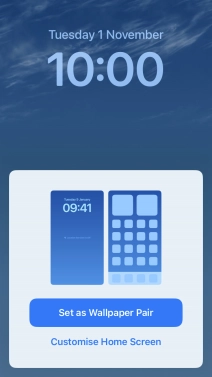 To use the same colour theme on the home screen, press Set as Wallpaper Pair.