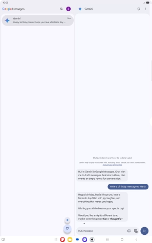 The text suggestion from Gemini is displayed.