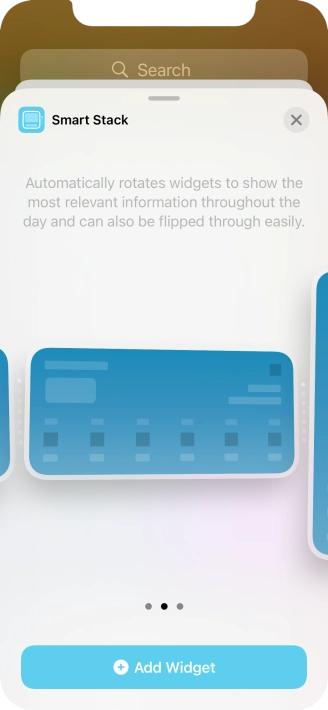 Slide your finger right or left on the screen to select the required widget size.