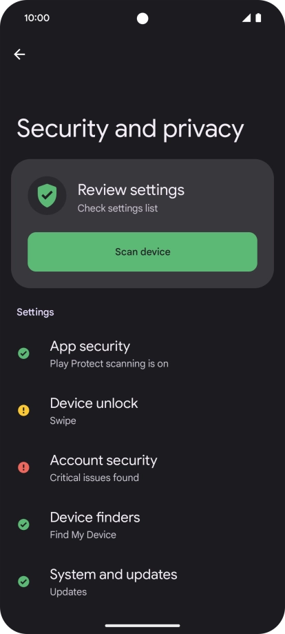 Press Device unlock.
