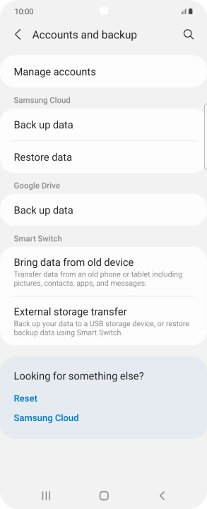 Press Manage accounts.