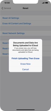 Press the required setting.