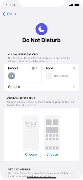 Press People and follow the instructions on the screen to select which contacts you would like to receive calls and notifications from when Do Not Disturb is turned on.
