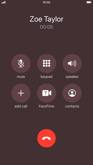 Press the end call icon to end the call.