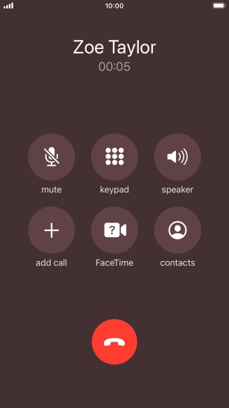 Press the end call icon to end the call.