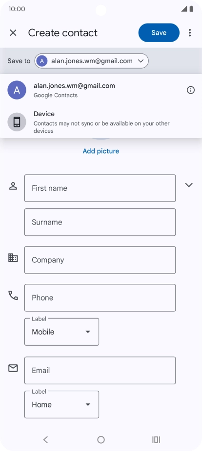 Press the required Google account.