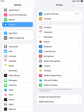 Press Location Services.