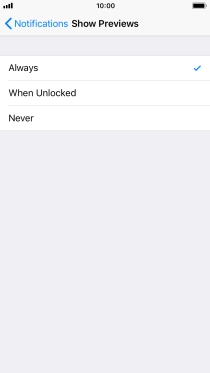 To select notification preview on the lock screen, press Always.