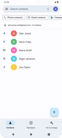 Press the new contact icon.
