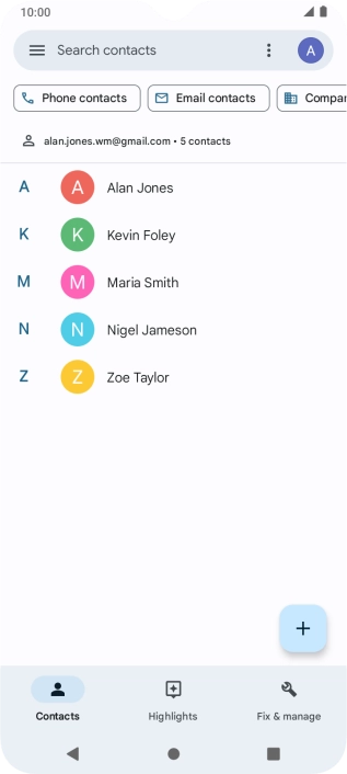 Press the new contact icon.