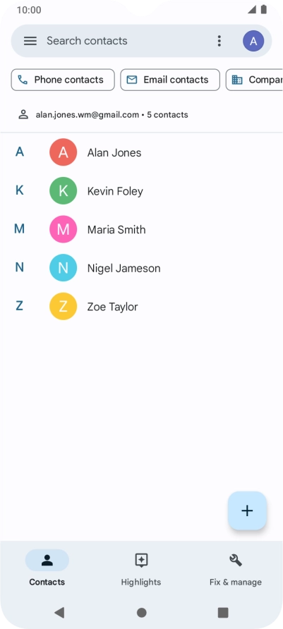Press the new contact icon.