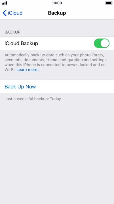 Press Back Up Now and wait while the phone memory is backed up.