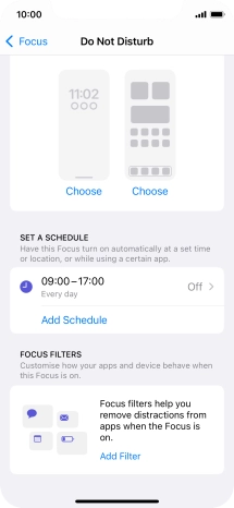 Press Add Schedule and follow the instructions on the screen to select settings for automatic activation of Do Not Disturb.