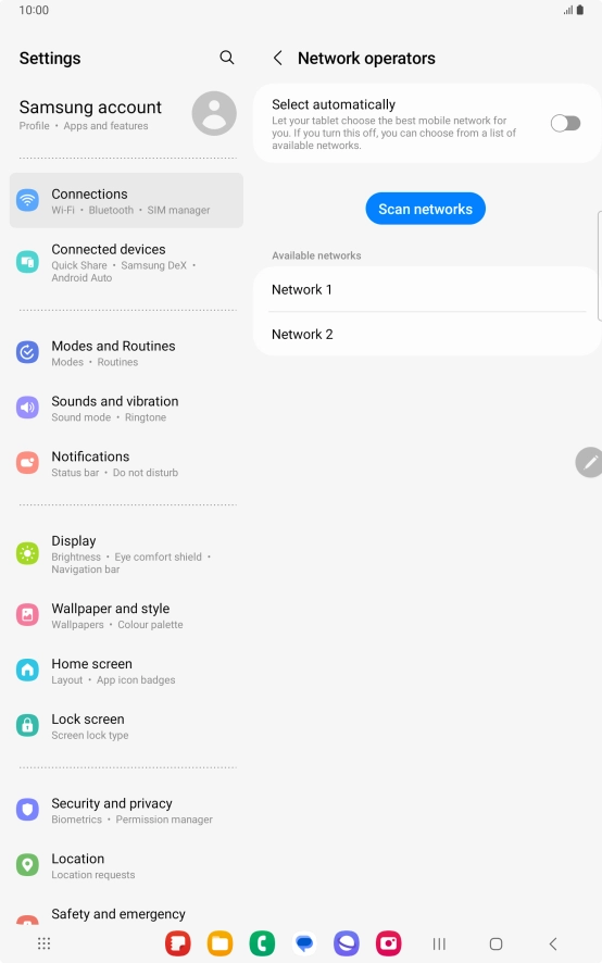 Press the required network. Press the required network.