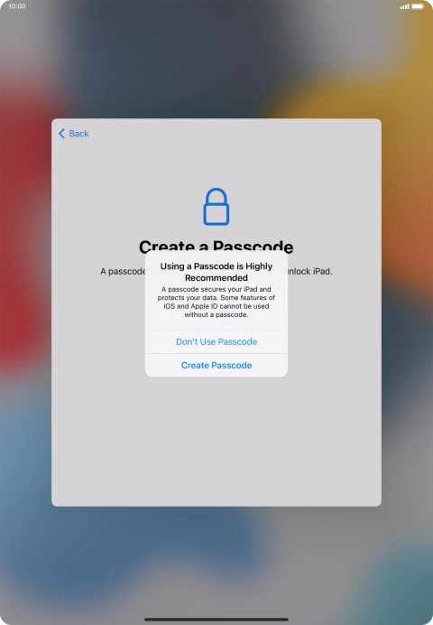 If you turn off the function, press Don't Use Passcode. If you turn off the function, press Don't Use Passcode.
