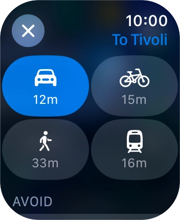 Press the required transport type.