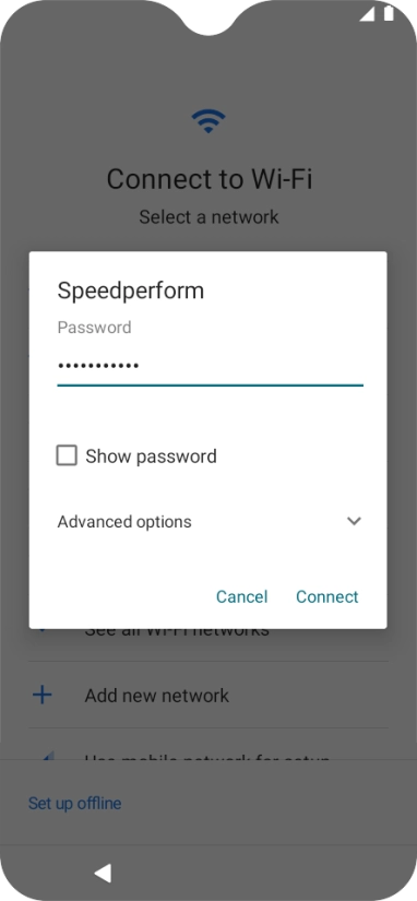 Key in the password for the Wi-Fi network and press Connect.