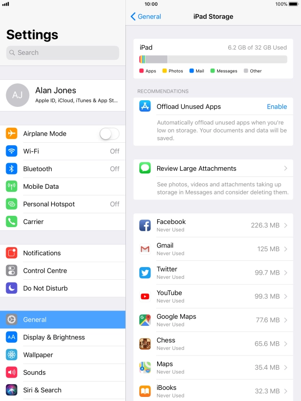 Press the required app.
