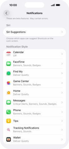 Press the required application.