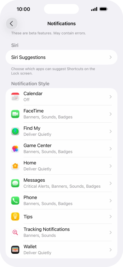 Press the required application.