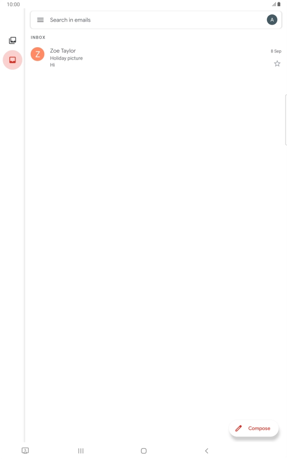 Press the email account icon.